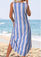 Purplish Blue Tummy Coverage Sleeveless V Neck Dress | thumb picture 