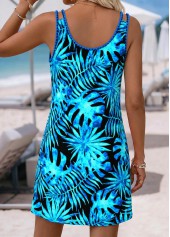 Blue Leaf Print Short Tummy Coverage Strappy Dress | thumb picture 
