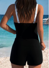 Black Hot-Fix Rhinestone Tummy Control Mid Waist Tankini Set | thumb picture 