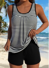 Tummy Coverage Mid Waisted Black Tankini Set