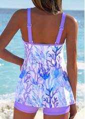 Tummy Coverage Mid Waisted Marine Life Print Tankini Set | thumb picture 