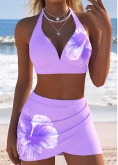 Pull On Mid Waisted Floral Print Bikini Set