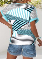 Cyan Tummy Coverage Geometric Print Short Sleeve T Shirt | thumb picture 