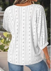 Raw White Tummy Coverage 3/4 Sleeve Round Neck Blouse | thumb picture 