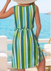 Multi Color Tummy Coverage Striped Short Sleeveless Dress | thumb picture 
