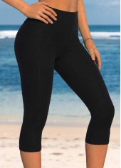 Wide Waistband High Waisted Black Swim Capris | thumb picture 