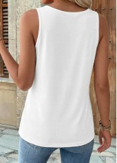 White Patchwork Sleeveless Round Neck Tank Top | thumb picture 