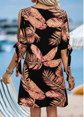 Black Tummy Coverage Leaf Print A Line Dress | thumb picture 
