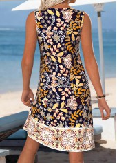 Multi Color Tummy Coverage Floral Print Sleeveless Dress | thumb picture 