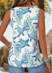 Multi Color Tummy Coverage Marine Life Print Tank Top | thumb picture 