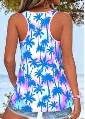 Multi Color Tummy Coverage Tropical Plants Print Tank Top | thumb picture 
