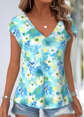 Light Green Tummy Coverage Floral Print T Shirt | thumb picture 