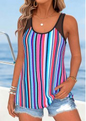 Multi Color Tummy Coverage Striped Sleeveless Tank Top | thumb picture 