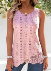Light Pink Tummy Coverage Sleeveless Split Neck Tank Top | thumb picture 