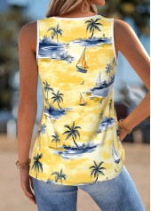 Ginger Tummy Coverage Tropical Plants Print Sleeveless Tank Top | thumb picture 