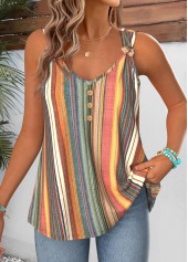 Multi Color Tummy Coverage Striped Strappy Tank Top | thumb picture 
