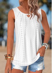 White Tummy Coverage Sleeveless Round Neck Tank Top | thumb picture 