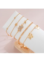 Golden Butterfly Heart Alloy Anklet Set | thumb picture 
