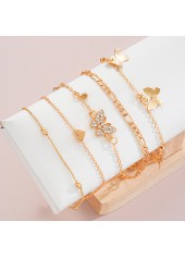 Golden Butterfly Heart Alloy Anklet Set | thumb picture 