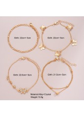 Golden Butterfly Heart Alloy Anklet Set | thumb picture 