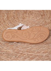 White Faux Leather Toe Post Falt Sandals | thumb picture 