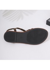 Dark Coffee Leopard Round Toe Falt Sandals | thumb picture 