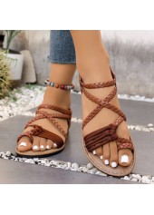 Dark Coffee Toe Post Falt Sandals | thumb picture 