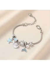 Silver Shell Starfish Design Copper Bracelet | thumb picture 