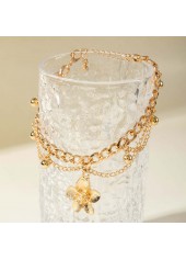 Golden Floral Design Layered Alloy Anklet | thumb picture 
