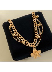 Golden Floral Design Layered Alloy Anklet | thumb picture 