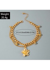Golden Floral Design Layered Alloy Anklet | thumb picture 