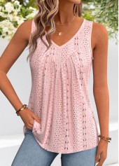 Light Pink Tummy Coverage Sleeveless V Neck Tank Top | thumb picture 