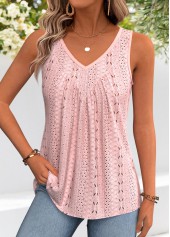 Light Pink Tummy Coverage Sleeveless V Neck Tank Top