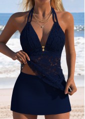 Tummy Coverage Mid Waisted Navy Tankini Set