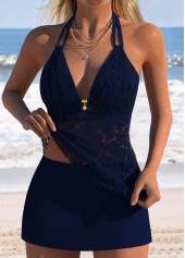 Tummy Coverage Mid Waisted Navy Tankini Set | thumb picture 
