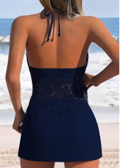 Tummy Coverage Mid Waisted Navy Tankini Set | thumb picture 