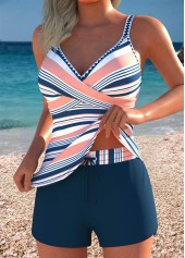 Mid Waisted Striped Dark Blue Tankini Set | thumb picture 