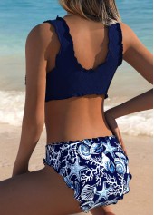 Tummy Coverage Mid Waisted Marine Life Print Bikini Set | thumb picture 