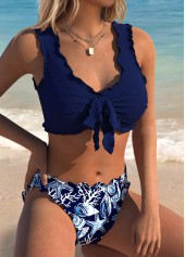 Tummy Coverage Mid Waisted Marine Life Print Bikini Set | thumb picture 