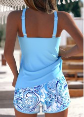 Tummy Coverage Light Blue Paisley Print Tankini Set | thumb picture 