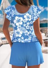 Tummy Coverage Floral Print Dusty Blue One Piece Swimwear | thumb picture 