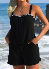 Frill Striped Black One Piece Swimdress | thumb picture 