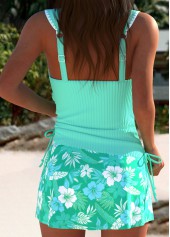 Wrap Mint Green Tropical Plants Print Tankini Set | thumb picture 