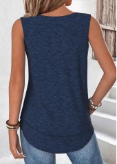 Navy Tummy Coverage Sleeveless Round Neck Tank Top | thumb picture 