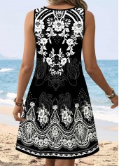 Black Tummy Coverage Tribal Print Sleeveless Round Neck Dress | thumb picture 