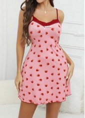 Pink Heart Print Strappy Short Nightdress | thumb picture 