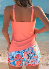 Plus Size Mid Waisted Tummy Coverage Coral Tankini Set | thumb picture 