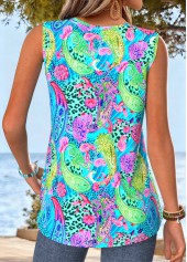 Blue Tummy Coverage Paisley Print Sleeveless Tank Top | thumb picture 