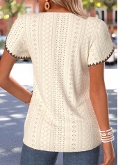 Beige Tummy Coverage Short Sleeve Split Neck T Shirt | thumb picture 