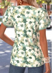 Green Tummy Coverage Floral Print Short Sleeve T Shirt | thumb picture 